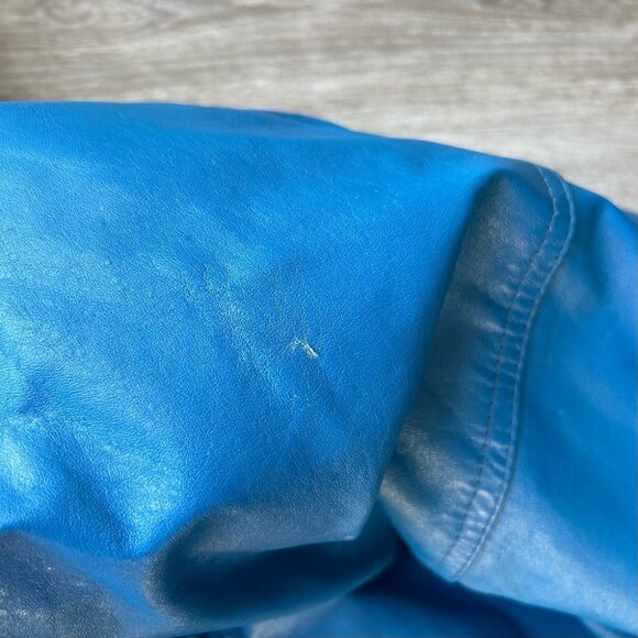 Vintage 80s BB Dakota Blue Leather Bomber Moto Jacket Made in Canada - Picture 14 of 16